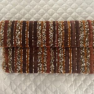 ROBERTA HEYMAN VELVET BEADED CLUTCH BAG - GORGEOUS